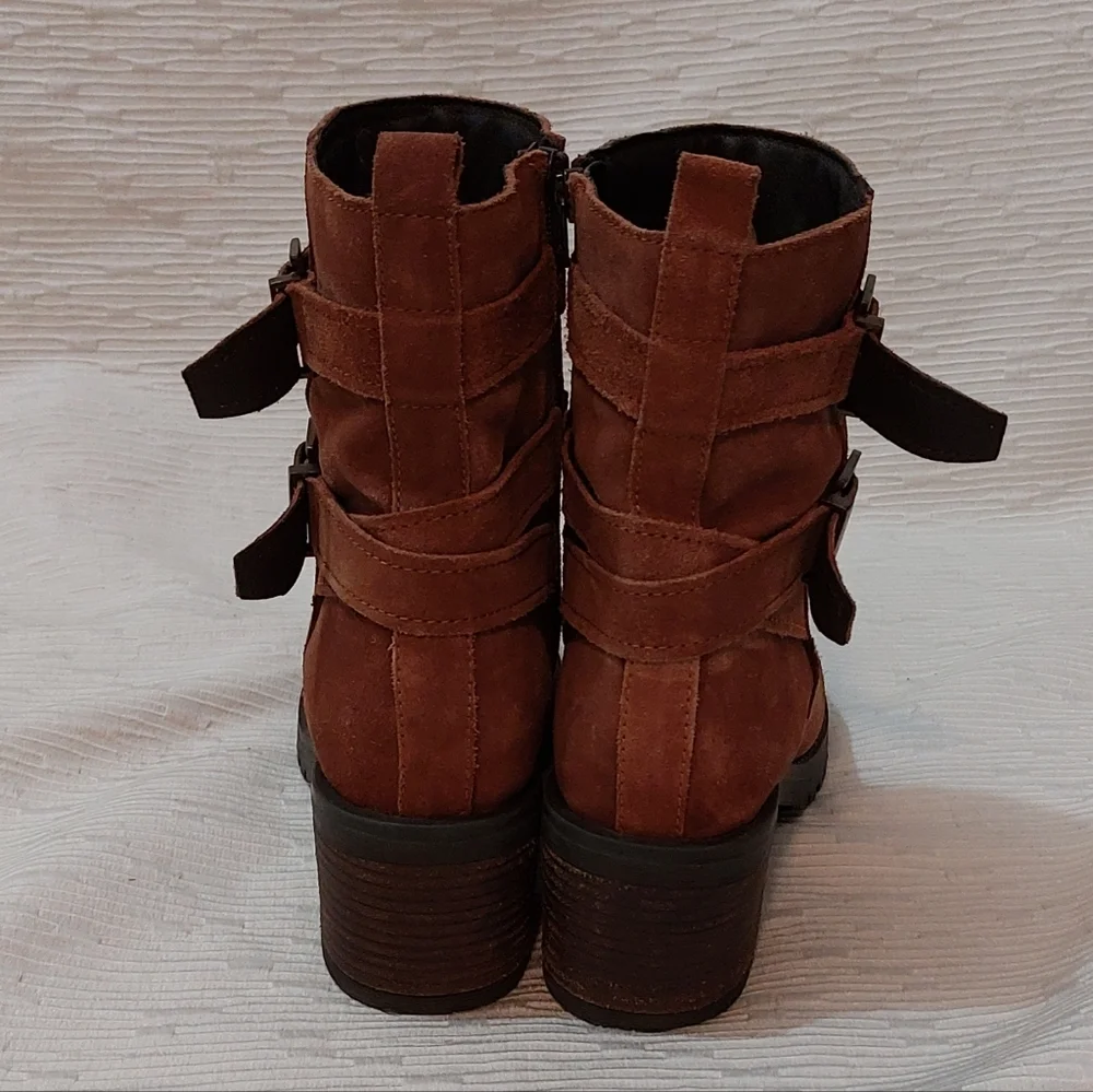 Women’s Suede Buckle Ankle Boots in Chestnut Size 9 - Picture 5 of 8